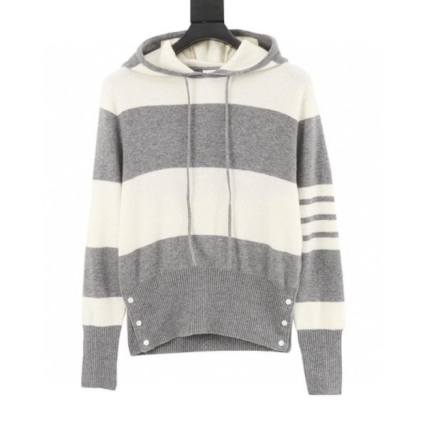 designer,replica,clothing,fake,1:1,lv,luxury,high quality Thom Browne Wide Striped Knit Hoodie (0FE7)