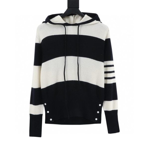 designer,replica,clothing,fake,1:1,lv,luxury,high quality Thom Browne Wide Striped Knit Hoodie (5CF9)