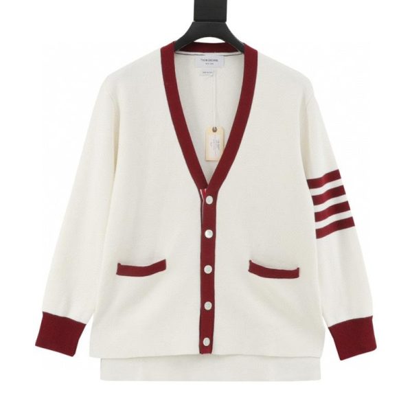 designer,replica,clothing,fake,1:1,lv,luxury,high quality Thom Browne color-blocked cotton knit cardigan (AFendi 3)