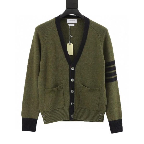 designer,replica,clothing,fake,1:1,lv,luxury,high quality Thom Browne color-blocked wool cardigan sweater (17C5)