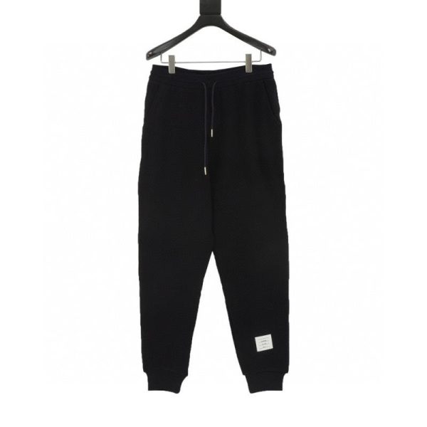 designer,replica,clothing,fake,1:1,lv,luxury,high quality Thom Browne Subtle Pattern Four-Stripe Tapered Leggings (0D1B)