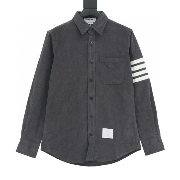 designer,replica,clothing,fake,1:1,lv,luxury,high quality Thom Browne Corduroy Jacket, White with Four Stripes, Shirt Jacket (6959)
