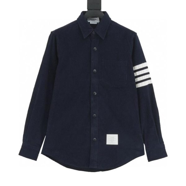 designer,replica,clothing,fake,1:1,lv,luxury,high quality Thom Browne Corduroy Jacket, White with Four Stripes, Shirt Jacket (9F7B)
