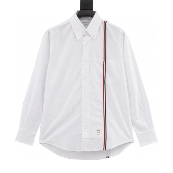 designer,replica,clothing,fake,1:1,lv,luxury,high quality Thom Browne Oxford striped ribbon long-sleeved shirt (F04B)