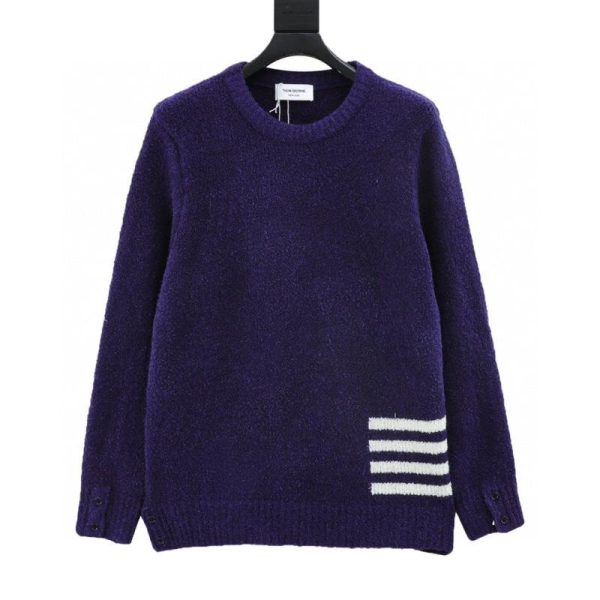 designer,replica,clothing,fake,1:1,lv,luxury,high quality Thom Browne yarn-dyed crew neck sweater with four stripes (1ECD)