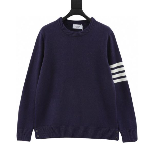 designer,replica,clothing,fake,1:1,lv,luxury,high quality Thom Browne yarn-dyed crew neck sweater with four stripes (71F4)