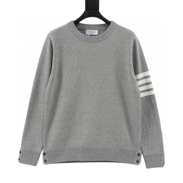 designer,replica,clothing,fake,1:1,lv,luxury,high quality Thom Browne yarn-dyed crew neck sweater with four stripes (80BC)