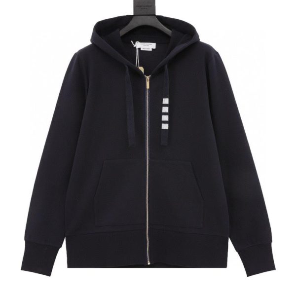 designer,replica,clothing,fake,1:1,lv,luxury,high quality Thom Browne yarn-dyed four-stripe drawstring zip-up jacket (6C9E)