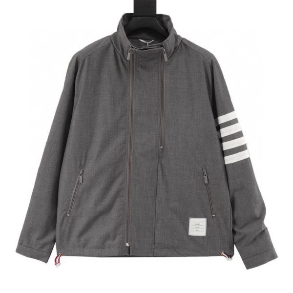 designer,replica,clothing,fake,1:1,lv,luxury,high quality Thom Browne yarn-dyed four-stripe zip-up trench coat (14D8)