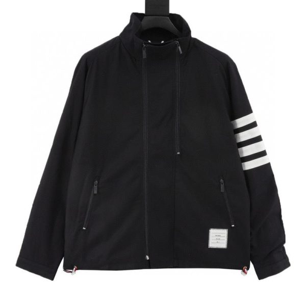 designer,replica,clothing,fake,1:1,lv,luxury,high quality Thom Browne yarn-dyed four-stripe zip-up trench coat (DDA0)
