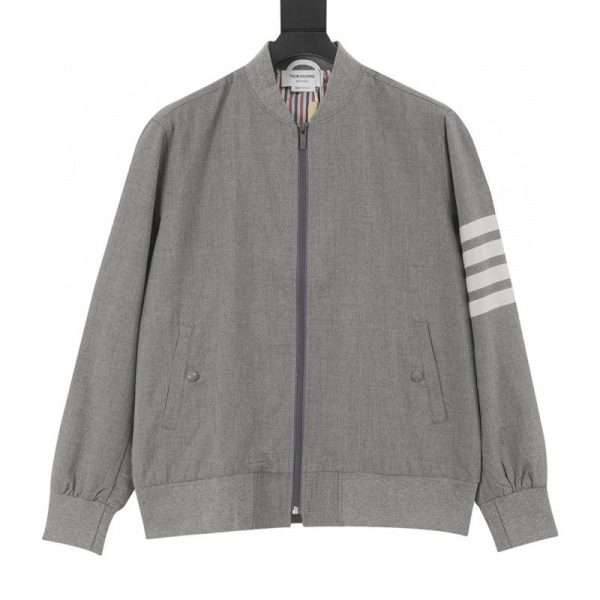 designer,replica,clothing,fake,1:1,lv,luxury,high quality Thom Browne yarn-dyed wool blend four-stripe baseball jacket (A832)