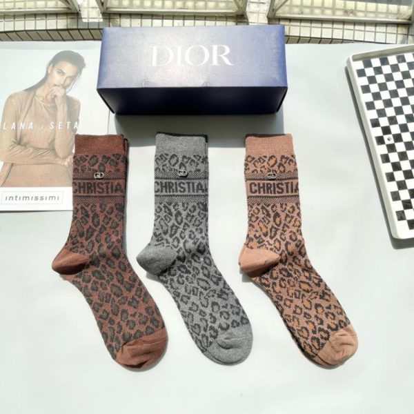 designer,replica,clothing,fake,1:1,lv,luxury,high quality [One box contains three pairs] Dior jacquard letter socks (27T7H) – synchronized with the official website