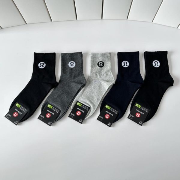 designer,replica,clothing,fake,1:1,lv,luxury,high quality lululemon new mid-length socks, five pairs per box (A26RS)