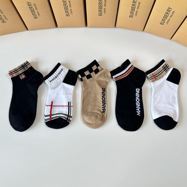 designer,replica,clothing,fake,1:1,lv,luxury,high quality Burberry new mid-length socks, five pairs per box (A0KZ0)
