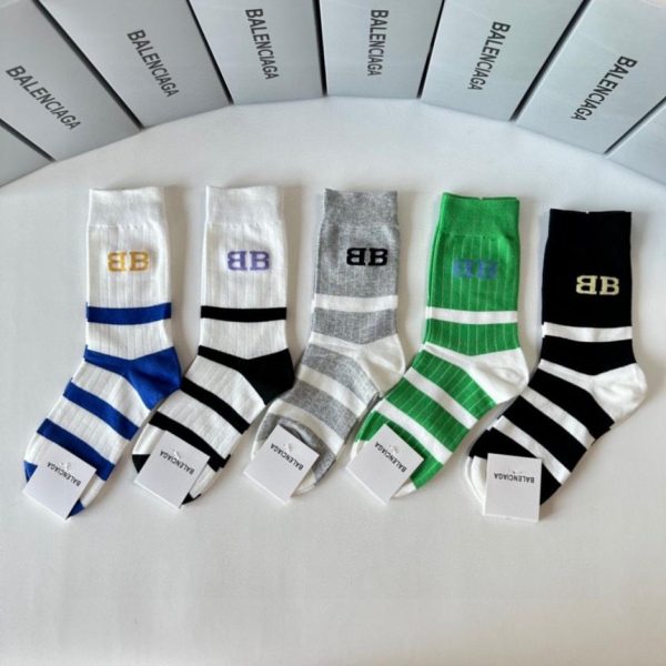 designer,replica,clothing,fake,1:1,lv,luxury,high quality Balenciaga new mid-length socks, five pairs per box (L07U2)