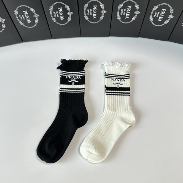 designer,replica,clothing,fake,1:1,lv,luxury,high quality PRADA New Striped Cashmere Socks, Two Pairs Per Box (HUSI8)