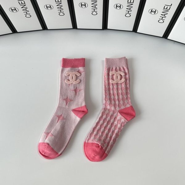 designer,replica,clothing,fake,1:1,lv,luxury,high quality Chanel’s new trendy mid-length socks, two pairs per box (AYZCL)