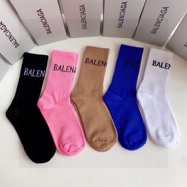 designer,replica,clothing,fake,1:1,lv,luxury,high quality Balenciaga new mid-length socks, five pairs per box (FBH08)