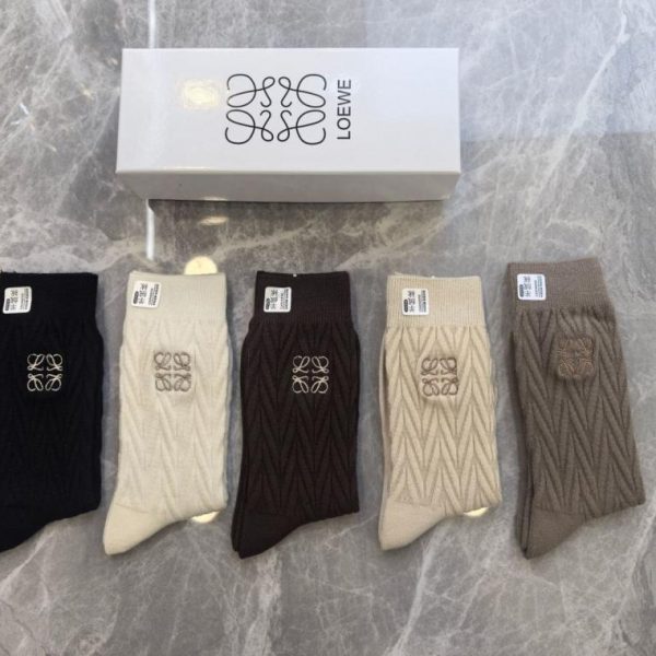 designer,replica,clothing,fake,1:1,lv,luxury,high quality LOEWE New Cashmere Mid-Length Socks, 5 pairs per box (U8G9F)