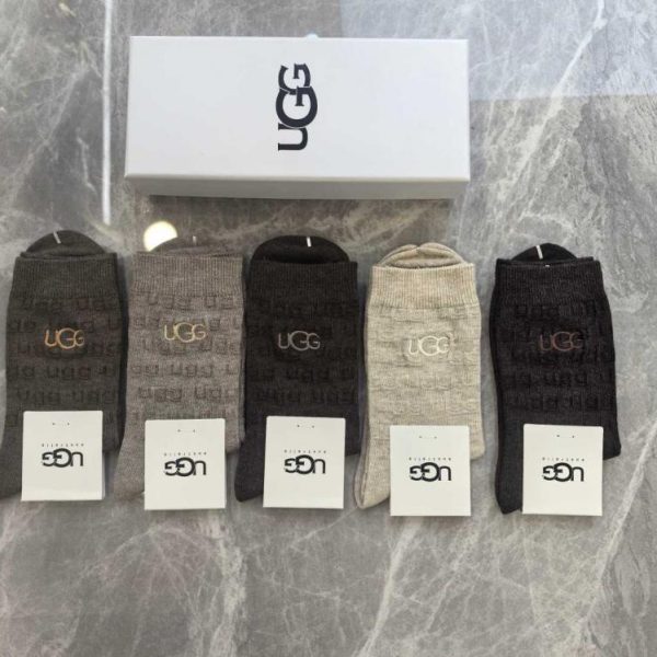 designer,replica,clothing,fake,1:1,lv,luxury,high quality UGG New Cashmere Embroidered Mid-Length Socks, 5 pairs per box (1A213)