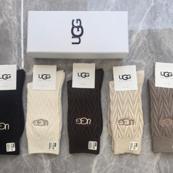 designer,replica,clothing,fake,1:1,lv,luxury,high quality UGG New Cashmere Embroidered Mid-Length Socks, 5 Pairs Per Box (YSV4R)