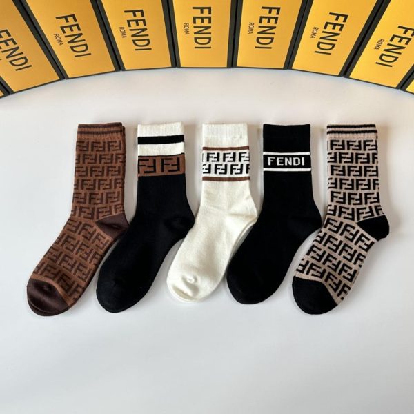 designer,replica,clothing,fake,1:1,lv,luxury,high quality Fendi’s new cashmere mid-calf socks, five pairs per box (HB3KJ)