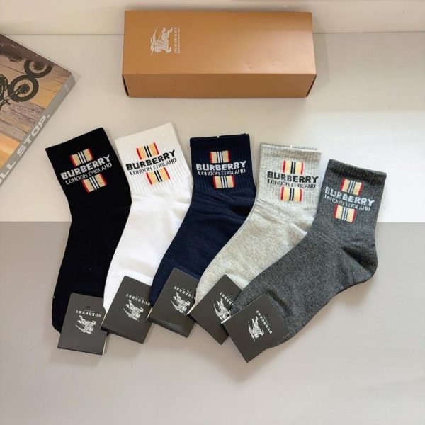 designer,replica,clothing,fake,1:1,lv,luxury,high quality (5 pairs per box) Burberry Men’s Mid-Calf Socks, 100% Cotton (G5ASX)