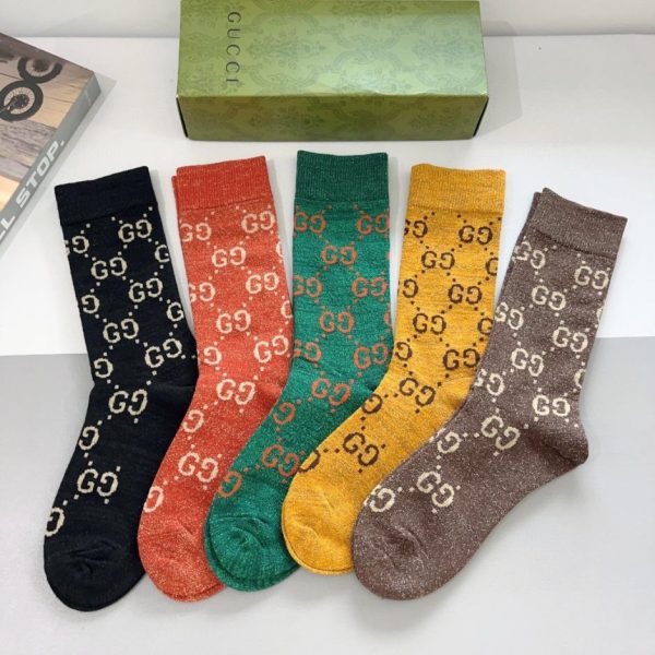designer,replica,clothing,fake,1:1,lv,luxury,high quality (5 pairs per box) GUCCI ins long socks, pure cotton fabric (Q1YI7)