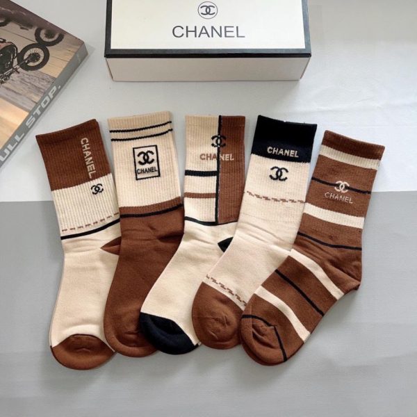 designer,replica,clothing,fake,1:1,lv,luxury,high quality (5 pairs per box) Chanel classic socks, high-quality pure cotton, soft material (CJ9Q3)