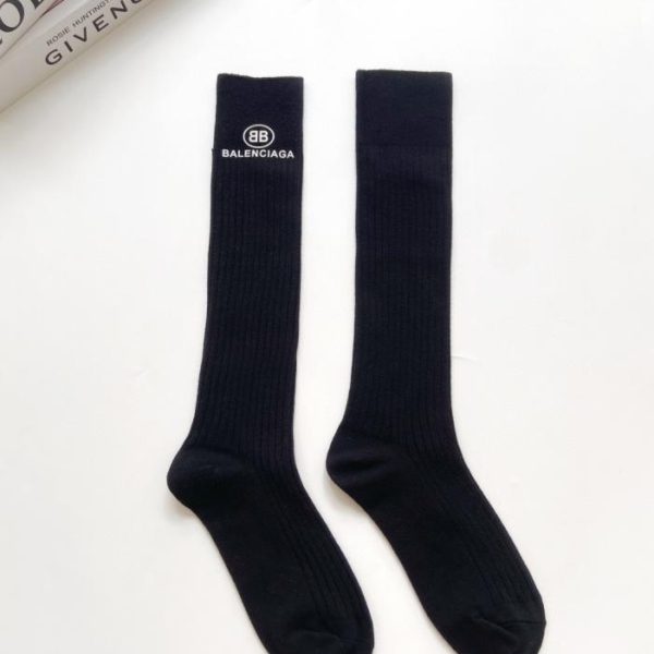 designer,replica,clothing,fake,1:1,lv,luxury,high quality [One pair per box] Balenciaga classic logo cotton knee-high socks (MGWQ1)