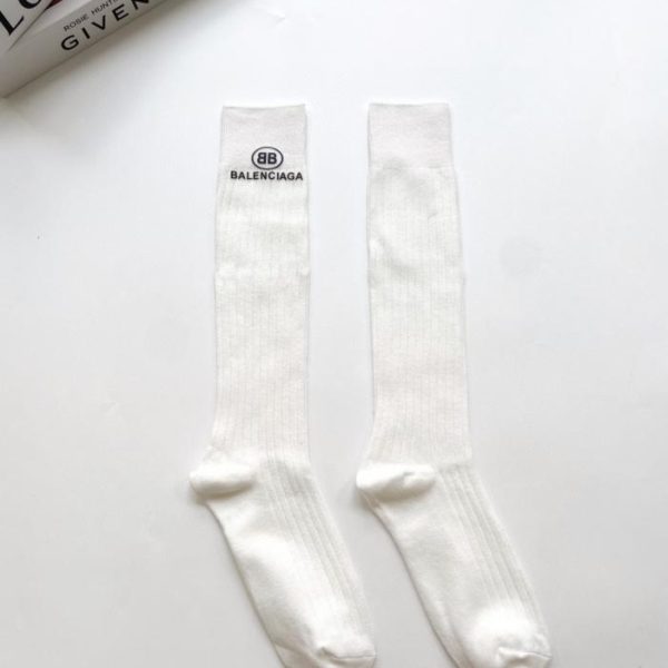 designer,replica,clothing,fake,1:1,lv,luxury,high quality [One pair per box] Balenciaga classic logo cotton knee-high socks (XM8C7)