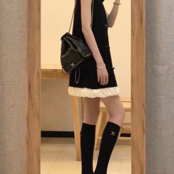 designer,replica,clothing,fake,1:1,lv,luxury,high quality 【One pair per box】 Celine classic letter knee-high socks, calf socks, double-needle knit material (BDXCD)