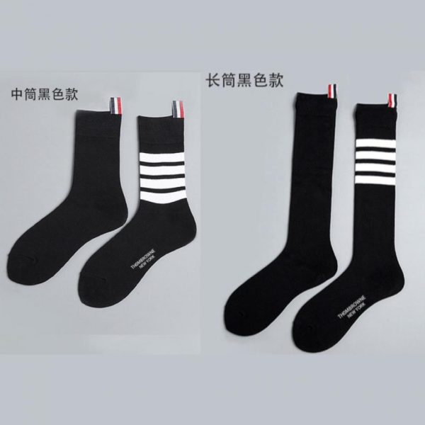 designer,replica,clothing,fake,1:1,lv,luxury,high quality 【One box contains 2 pairs】THOM BROWNE calf socks, mid-calf socks + knee-high socks, classic combination (H1BXY)