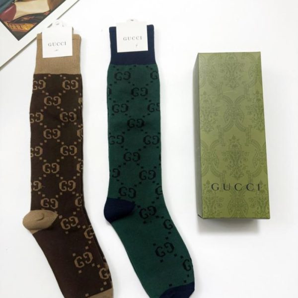 designer,replica,clothing,fake,1:1,lv,luxury,high quality [Two pairs per box] Gucci double G logo knee-high socks, calf socks, same style as in boutiques (ZZIEF)