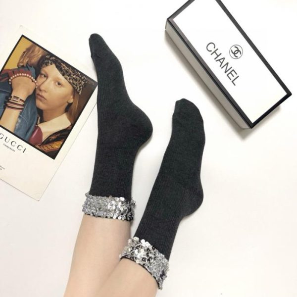 designer,replica,clothing,fake,1:1,lv,luxury,high quality [One pair per box] Chanel classic logo cotton mid-calf socks (28CLQ)