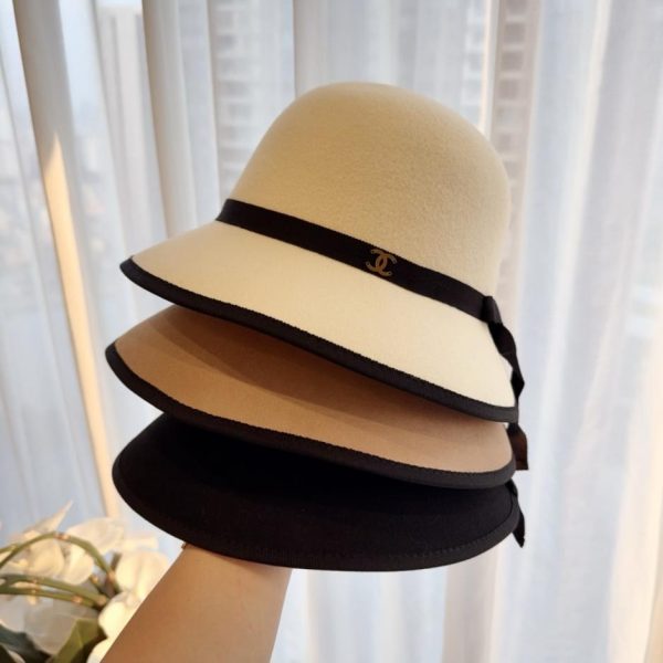 designer,replica,clothing,fake,1:1,lv,luxury,high quality CHANEL New Wool Bucket Hat, 100% Wool, White, Black, Camel (9355K)