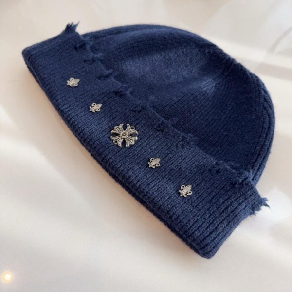 designer,replica,clothing,fake,1:1,lv,luxury,high quality Chrome Hearts New Ripped Knit Beanie (5XCM2)