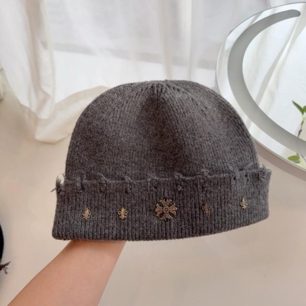 designer,replica,clothing,fake,1:1,lv,luxury,high quality Chrome Hearts New Ripped Knit Beanie (INOXQ)