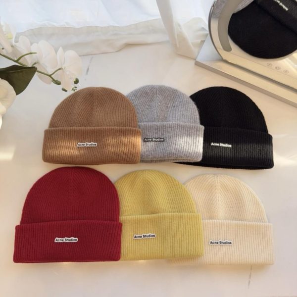 designer,replica,clothing,fake,1:1,lv,luxury,high quality Acne Studios Fall/Winter New Wool Knit Beanie, Thick Double-Layer 100% Wool Knit Beanie (QEUF0)