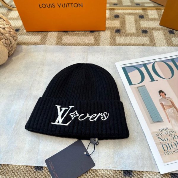 designer,replica,clothing,fake,1:1,lv,luxury,high quality LV Embroidered Logo Knitted Beanie, Unisex (DXZ85)