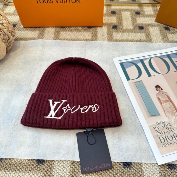 designer,replica,clothing,fake,1:1,lv,luxury,high quality LV Embroidered Logo Knitted Beanie, Unisex (KA7R7)