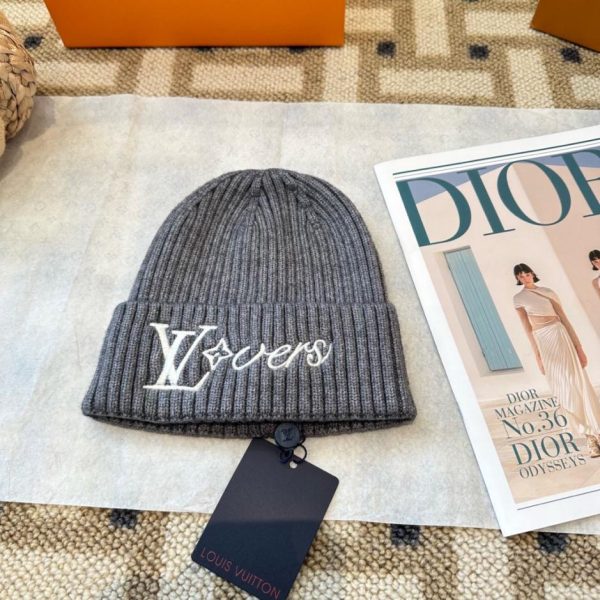 designer,replica,clothing,fake,1:1,lv,luxury,high quality LV Embroidered Logo Knitted Beanie, Unisex (M2LJR)