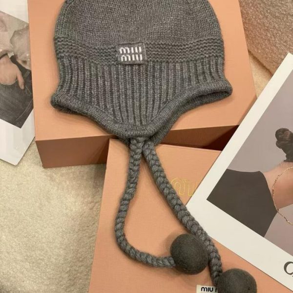designer,replica,clothing,fake,1:1,lv,luxury,high quality MIUMIU Knitted Earflap Beanie (HF1YI)