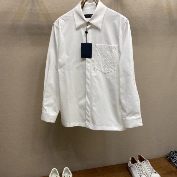 designer,replica,clothing,fake,1:1,lv,luxury,high quality LV Embossed Pocket Collar Shirt (IZG0C)