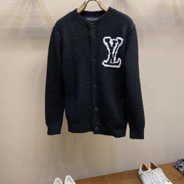 designer,replica,clothing,fake,1:1,lv,luxury,high quality LV Jacquard Logo Knit Wool Cardigan (T7O7H)