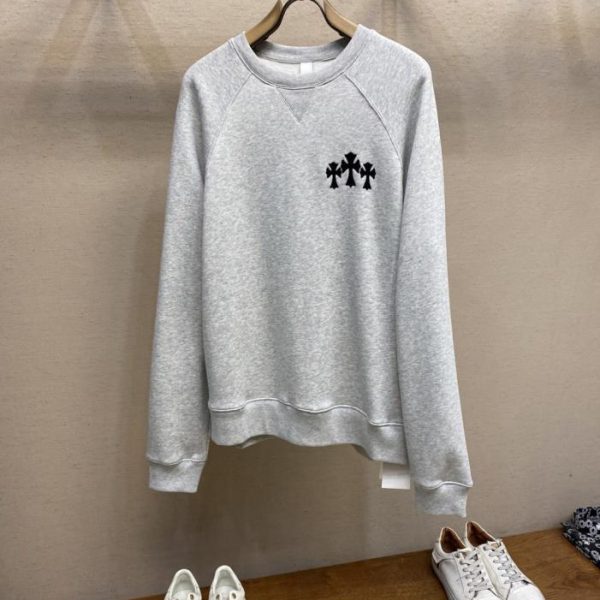 designer,replica,clothing,fake,1:1,lv,luxury,high quality Chrome Hearts Autumn/Winter New Crew Neck Casual Fleece-Lined Loose Sweatshirt (JCO6O)