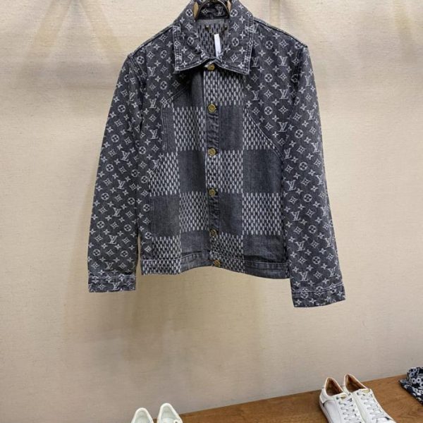 designer,replica,clothing,fake,1:1,lv,luxury,high quality LV monogram print patchwork denim jacket (93ABZ)