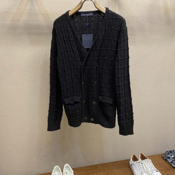 designer,replica,clothing,fake,1:1,lv,luxury,high quality LV cable knit double-breasted cardigan (LZYQG)
