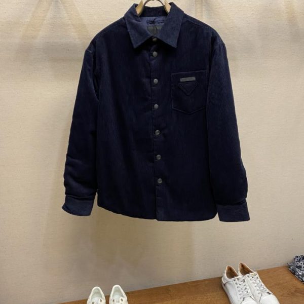 designer,replica,clothing,fake,1:1,lv,luxury,high quality Prada corduroy jacket with triangular logo (XUG0V)