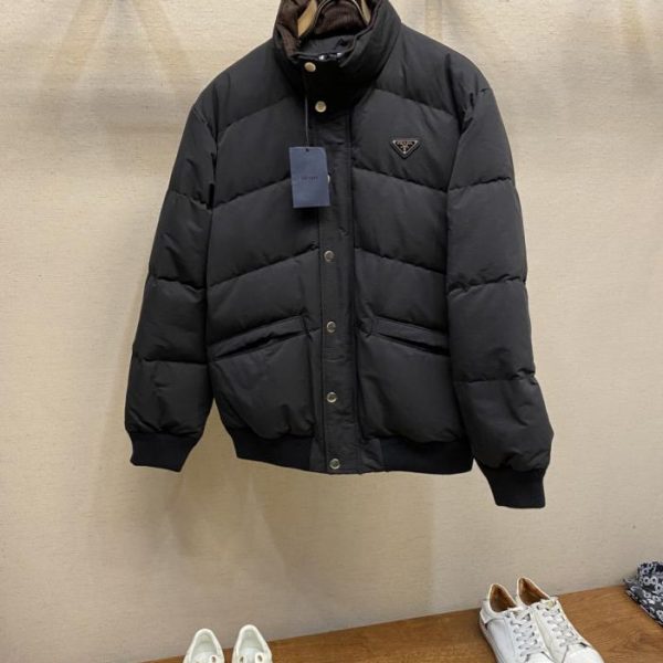 designer,replica,clothing,fake,1:1,lv,luxury,high quality Prada down jacket with triangular logo and stand-up collar (RS5D4)
